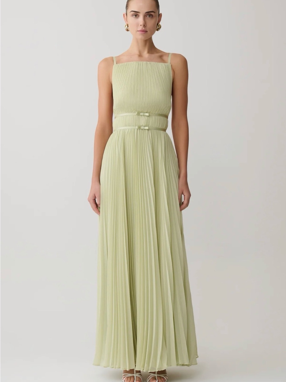 Meshki Clarisse pleated maxi dress - Sage